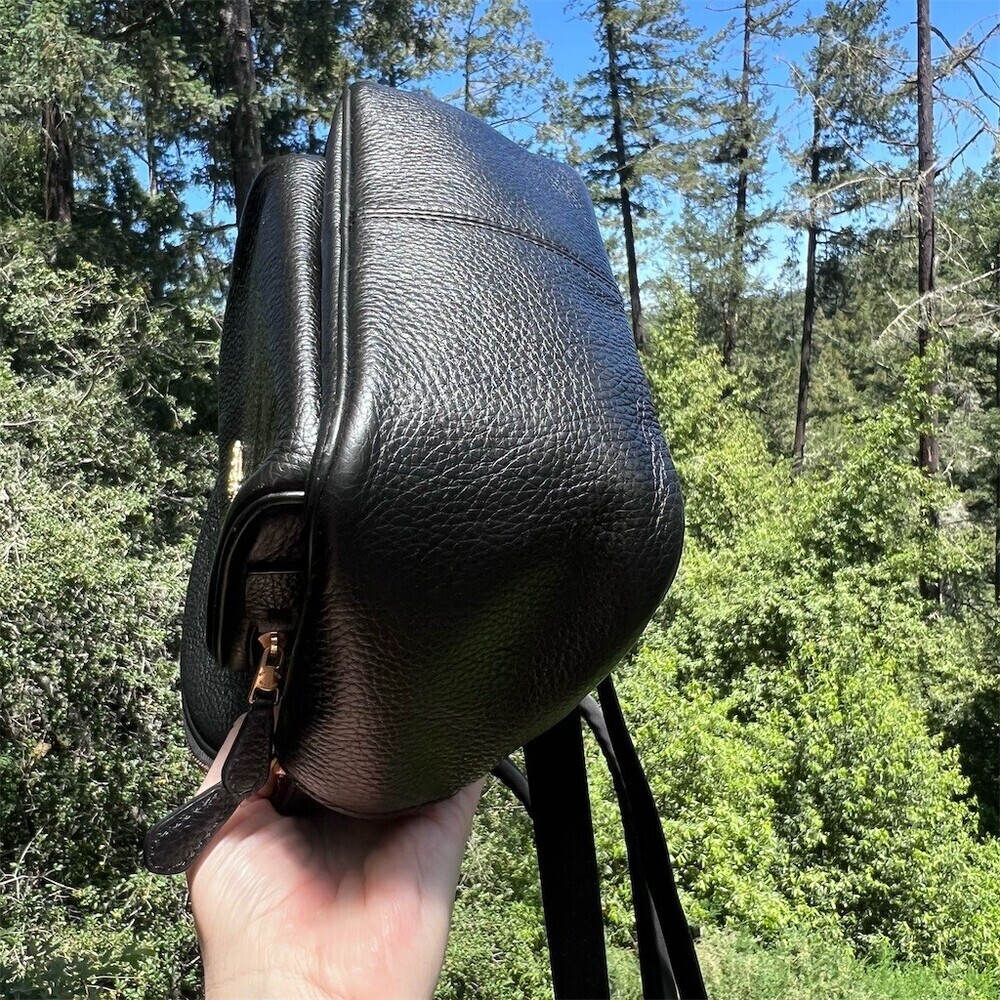 COACH Black Pebble Leather Mini Backpack Shoulder Bag w Gold Hardware AUTHENTIC - Picture 7 of 16